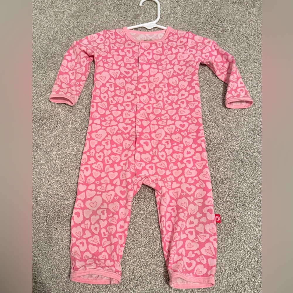 Magnetic Me Pink Heart Print Kids Footie